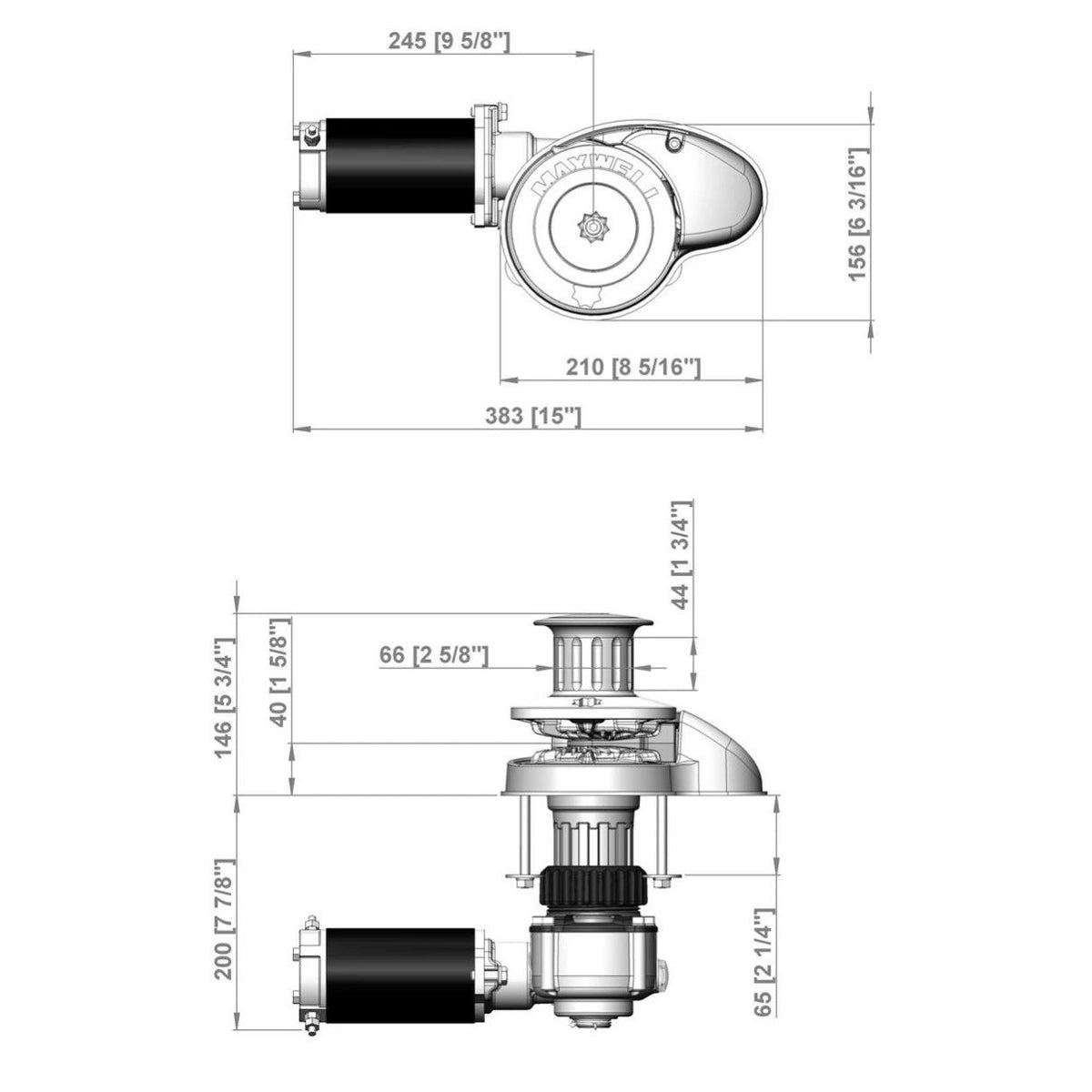 Maxwell - RC8-8 Vertical 12V Windlass - With Capstan, for 5/16" Chain & 5/8" Line