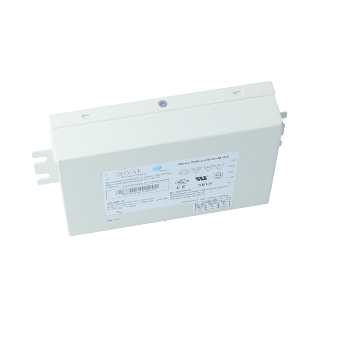 Cantalupi Meso RMLD-500A-M-AA Dimmable Constant Current LED Driver | 25W Max Power | 250–500 mA Output
