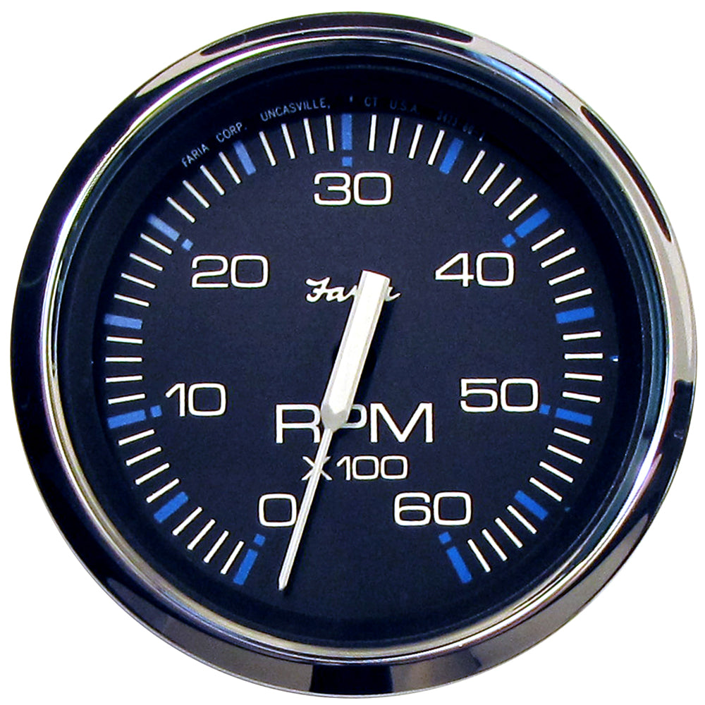 Faria Chesapeake Black 4" Tachometer - 6000 RPM (Gas) (Inboard & I/O) 33710