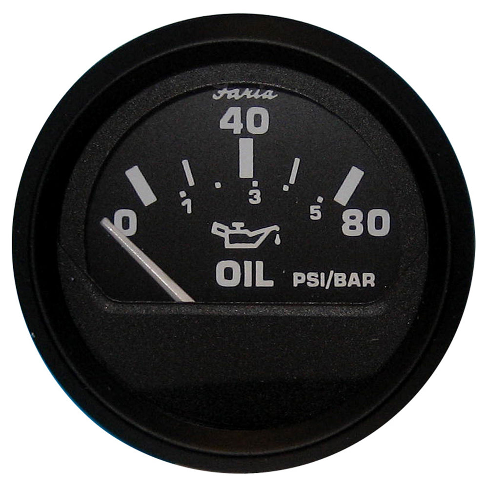 Faria Euro Black 2" Oil Pressure Gauge (80 PSI) 12803