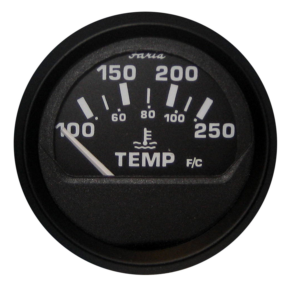 Faria Euro Black 2" Water Temperature Gauge (100-250°F) 12812