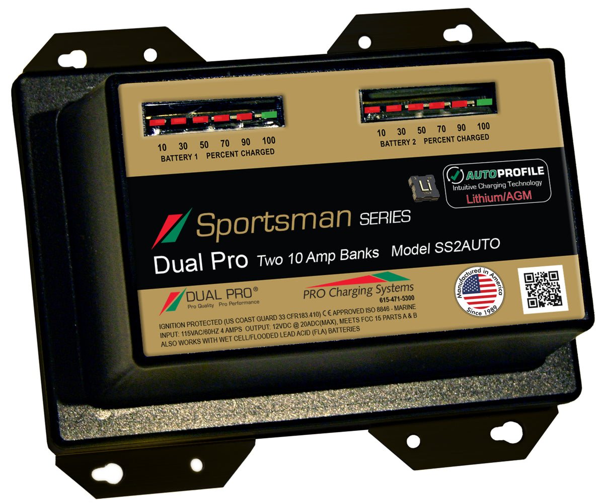 Dual Pro SS2AUTO Battery Charger, Auto Profile 2 Bank 20 Amps SS2AUTO