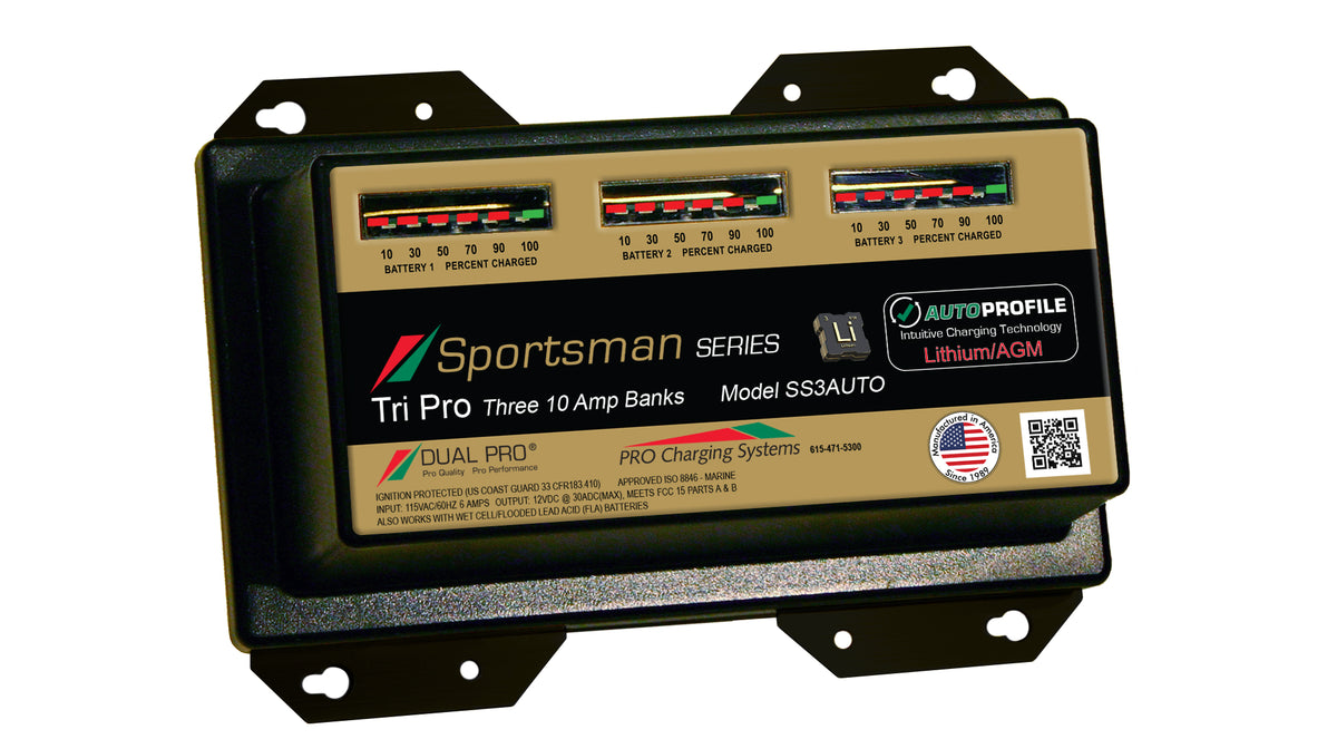 Dual Pro SS3AUTO Battery Charger, Auto Profile 3 Bank 30 Amps SS3AUTO