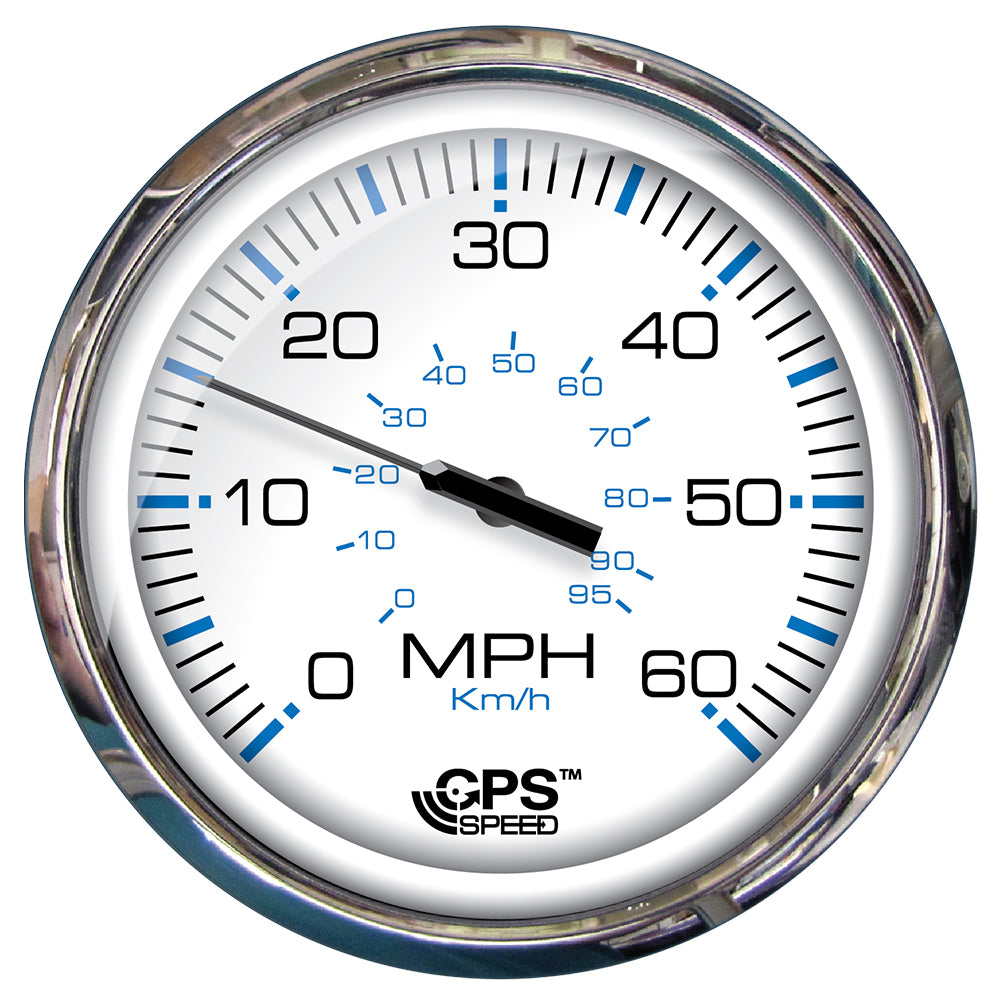 Faria Chesapeake White SS 5" Speedometer - 60 MPH (GPS)(Studded) 33861