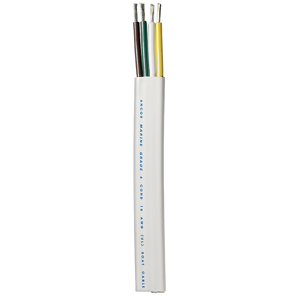 Ancor Trailer Cable - 16/4 AWG - Yellow/White/Green/Brown - Flat - 100' 154010