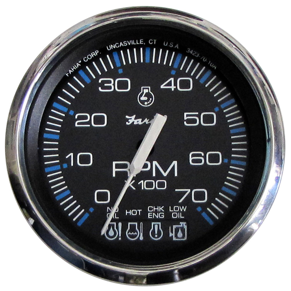 Faria Chesapeake Black SS 4" Tachometer w/Systemcheck Indicator - 7000 RPM (Gas) f/ Johnson / Evinrude Outboard 33750