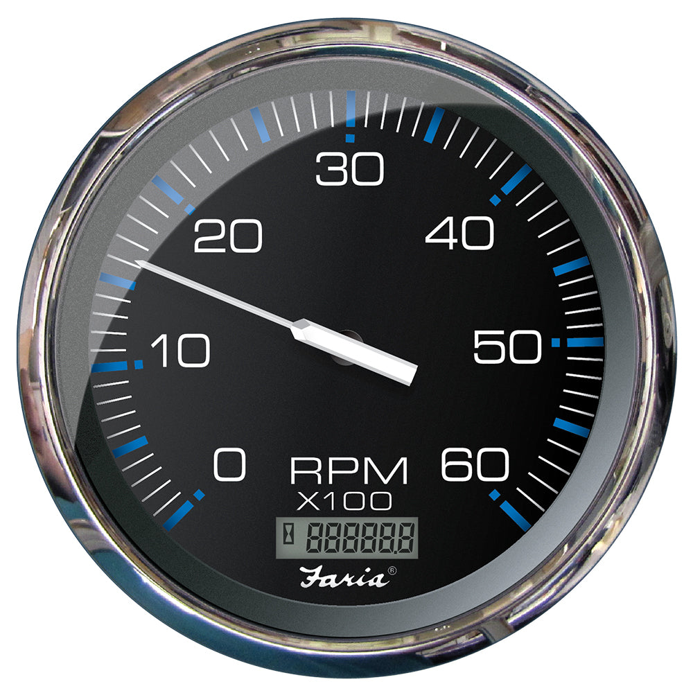 Faria Chesapeake Black 5" Tachometer w/Digital Hourmeter - 6000 RPM (Gas) (Inboard) 33763