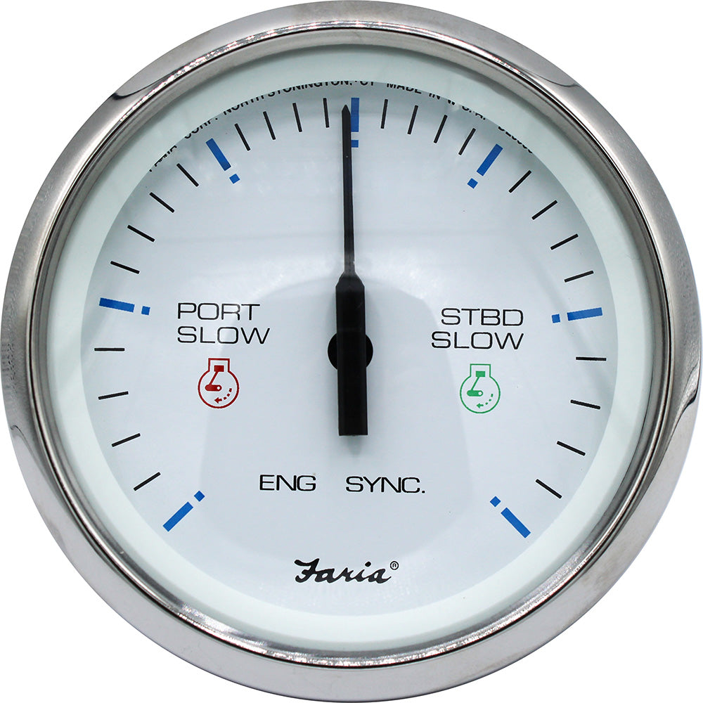 Faria 4" Chesapeake SS White Engine Synchronizer - Dual Gas & Var Ratio Alt Diesel 33801