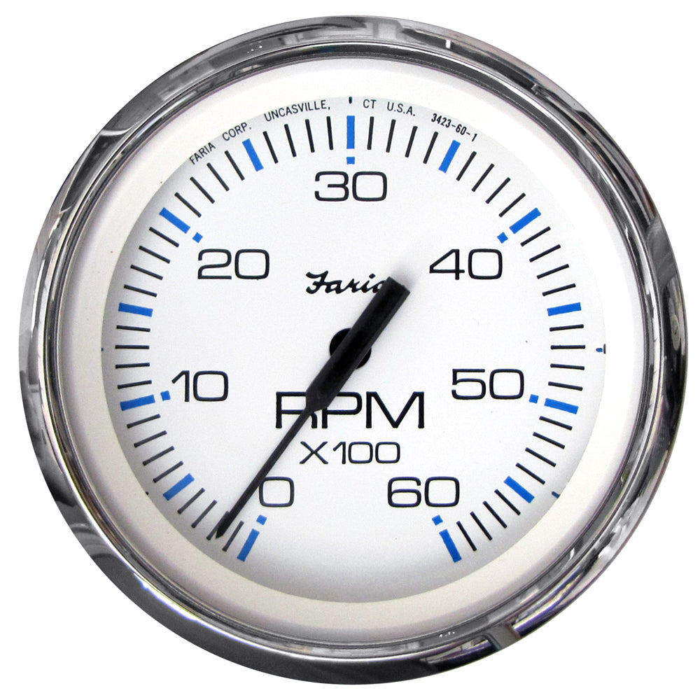 Faria Chesapeake White SS 4" Tachometer - 6000 RPM (Gas) (Inboard & I/O) 33807