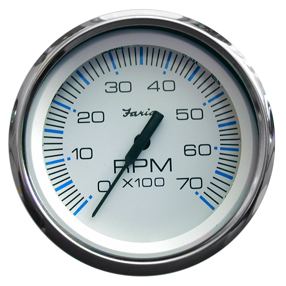 Faria Chesapeake White SS 4" Tachometer - 7000 RPM (Gas) (All Outboards) 33817