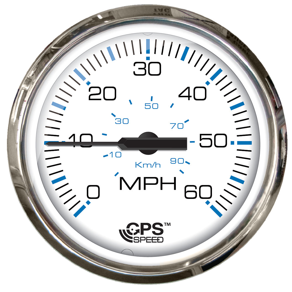 Faria Chesapeake White SS 4" Studded Speedometer - 60MPH (GPS) 33839