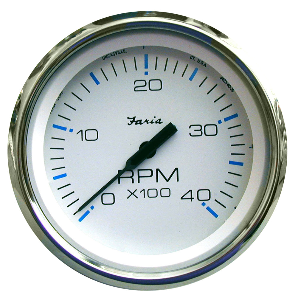 Faria Chesapeake White SS 4" Tachometer - 4000 RPM (Diesel)(Mechanical Takeoff & Var Ratio Alt) 33842