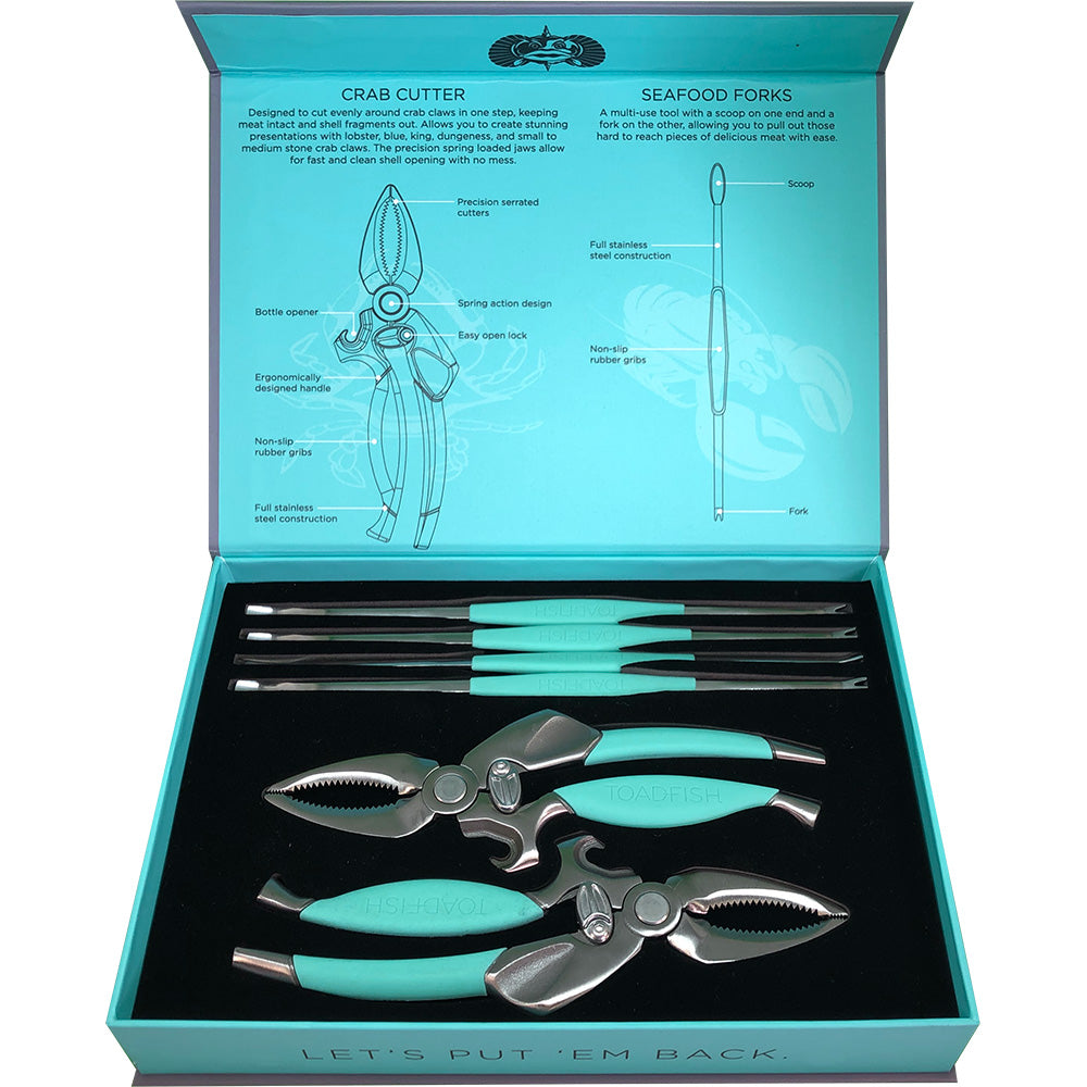 Toadfish Crab/Lobster Tool Set - 2 Shell Cutters & 4 Seafood Forks 1022