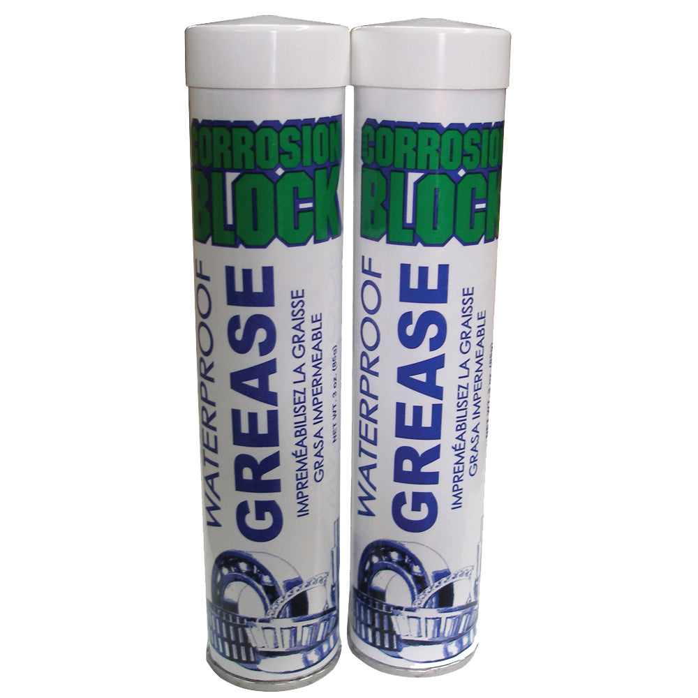 Corrosion Block High Performance Waterproof Grease - (2) 3oz Cartridges - Non-Hazmat, Non-Flammable & Non-Toxic 25003