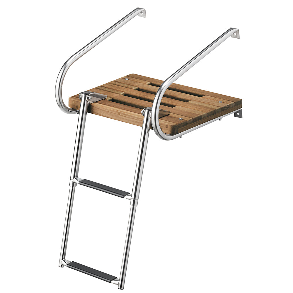 Whitecap Teak Swim Platform w/2-Step Telescoping Ladder f/Boats w/Inboard/Outboard Motors 68904