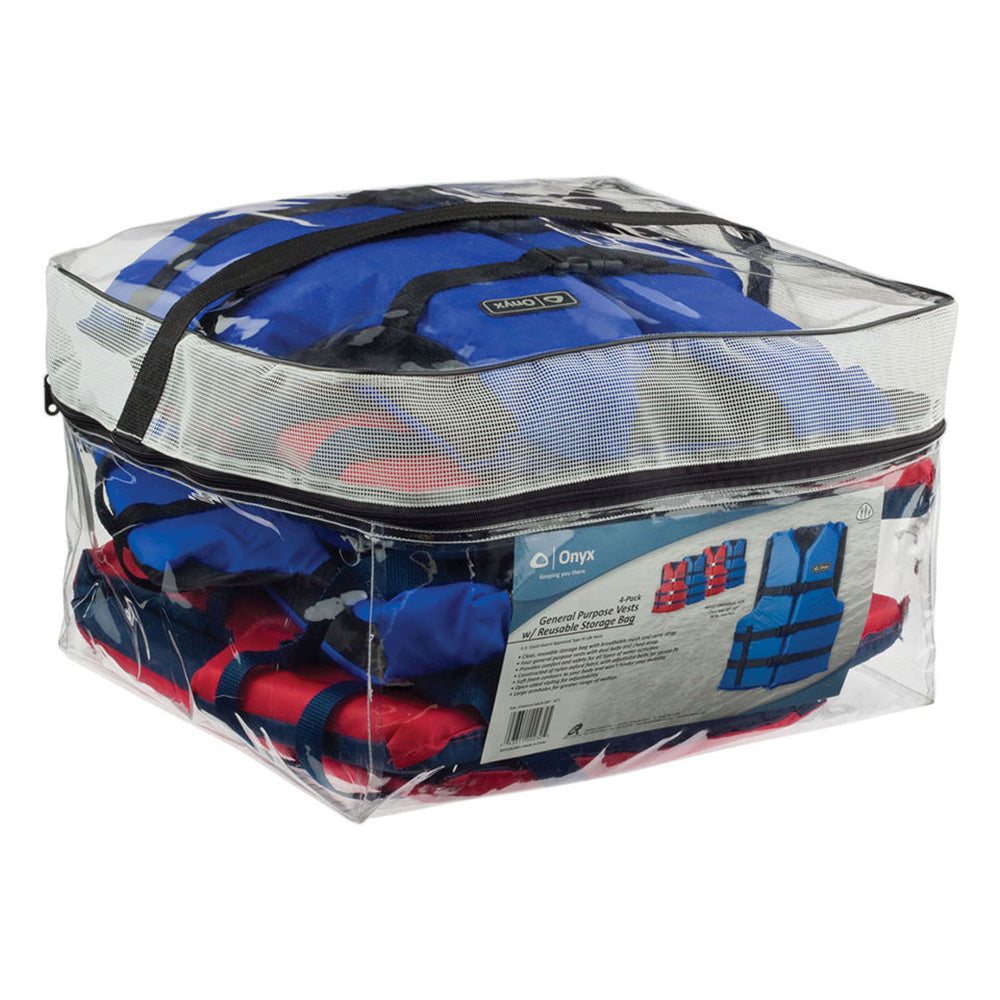 Onyx Adult General Purpose Life Vests - 4-Pack (2 Red, 2 Blue) 103200-999-004-12