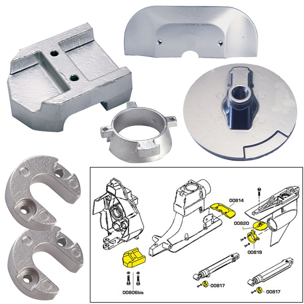 Tecnoseal Anode Kit w/Hardware - Mercury Alpha 1 Gen 2 - Aluminum 20801AL