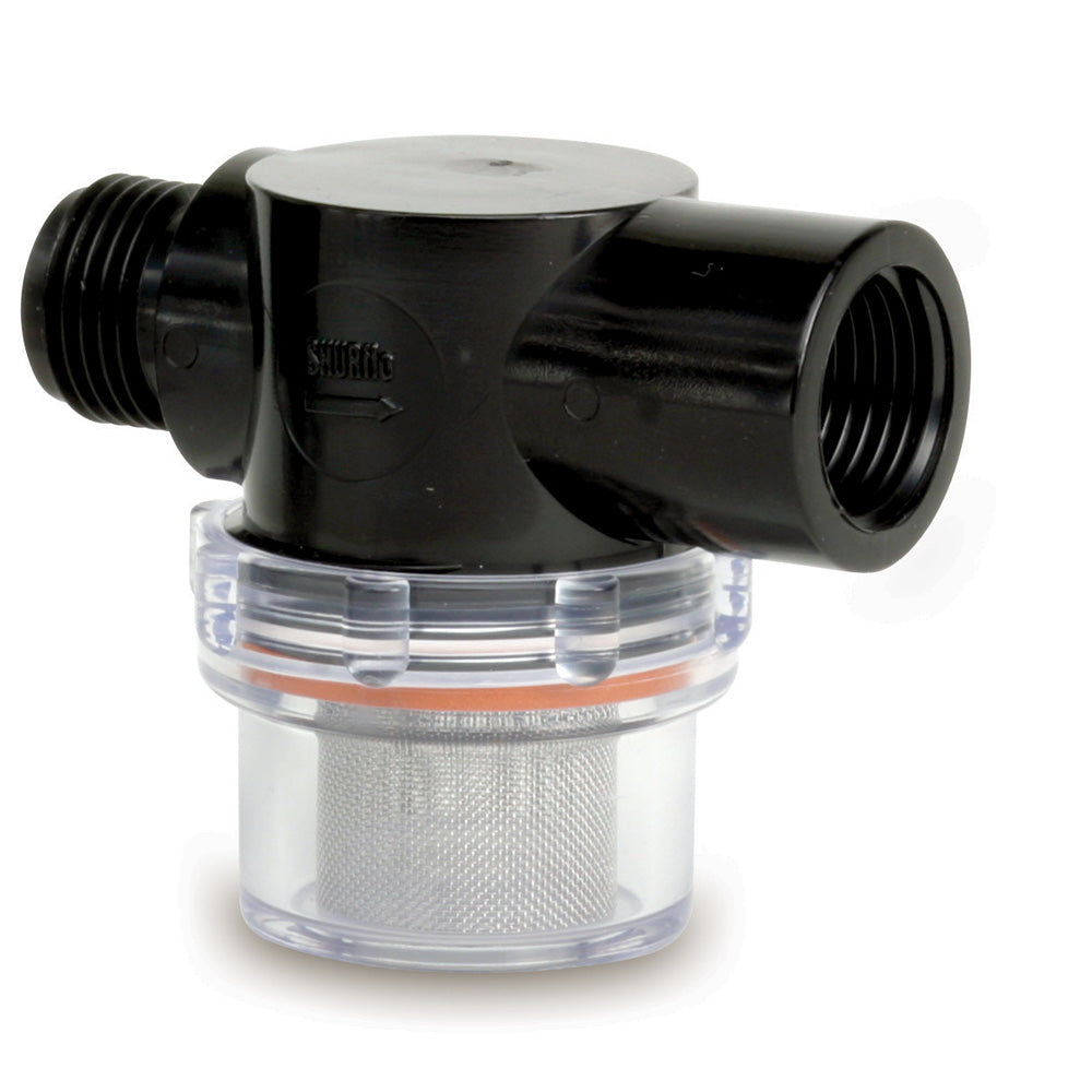 Shurflo by Pentair Twist-On Water Strainer - 1/2" Pipe Inlet - Clear Bowl 255-313