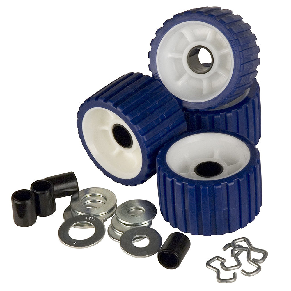 C.E. Smith Ribbed Roller Replacement Kit - 4-Pack - Blue 29320