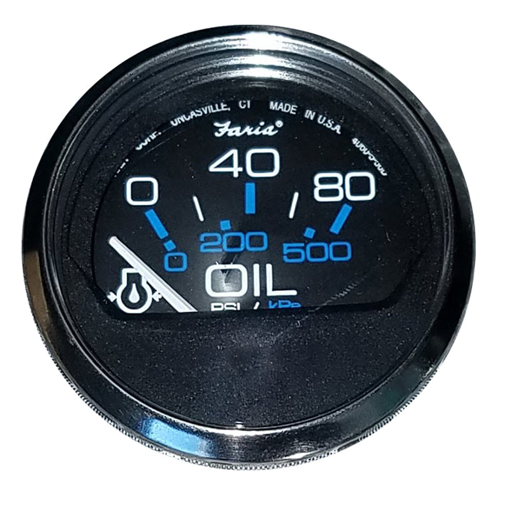 Faria Chesapeake Black 2" Oil Pressure Gauge (80 PSI) 13702