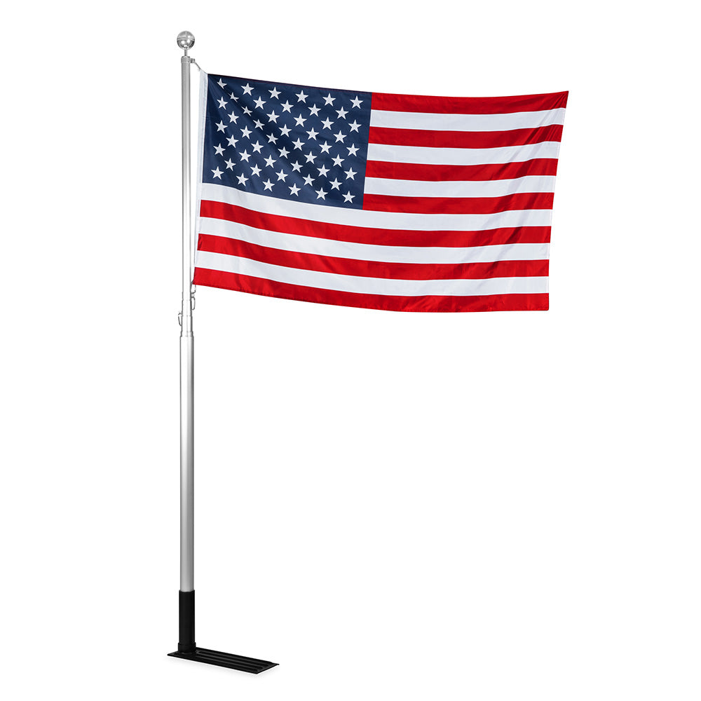 Camco 20' Telescoping Camper/RV Flagpole w/Base Foot & U.S. Flag 51600