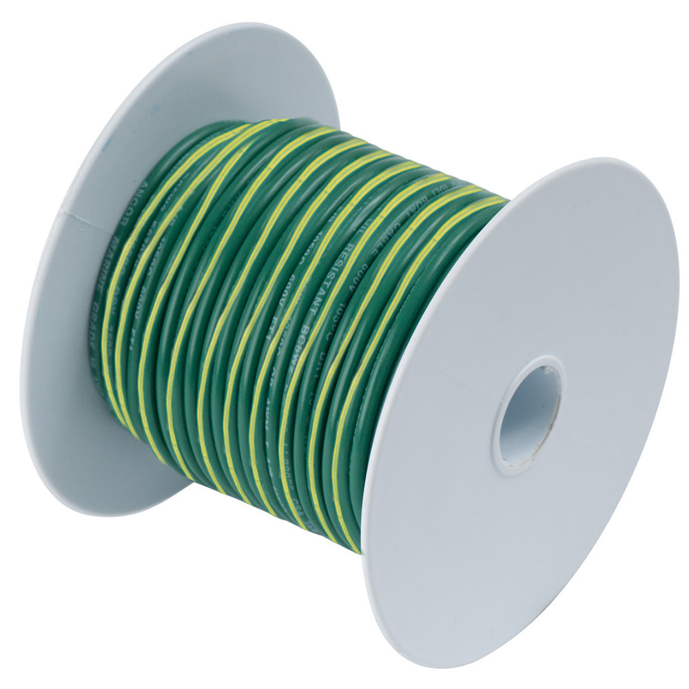 Ancor Green w/Yellow Stripe 10 AWG Tinned Copper Wire - 25' 109302