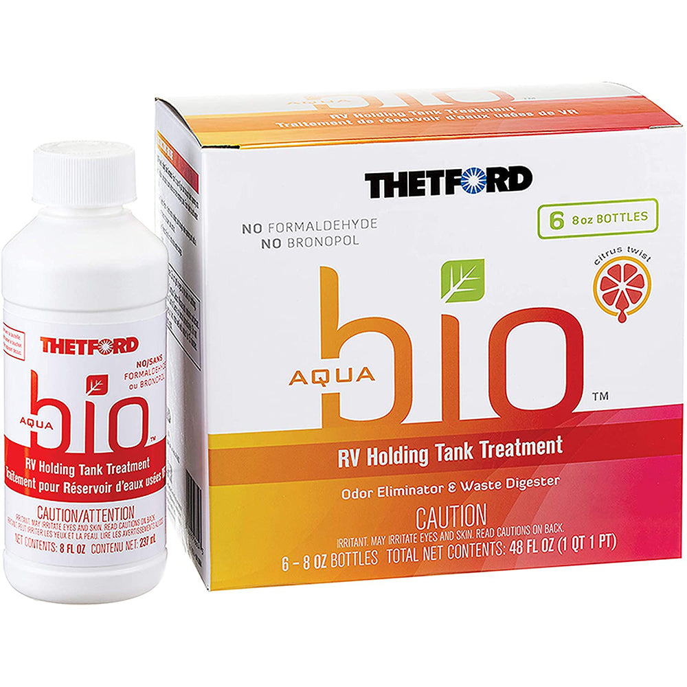 Thetford AquaBio RV Holding Tank Treatment - Citrus Twist Scent - 6-Pack of 8oz Bottles 96604