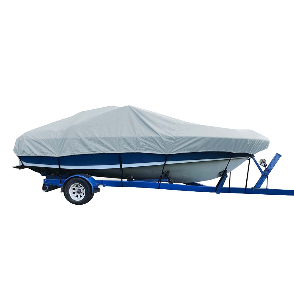 Carver Sun-DURA® Styled-to-Fit Boat Cover f/19.5' V-Hull Low Profile Cuddy Cabin Boats w/Windshield & Rails - Grey 77719S-11