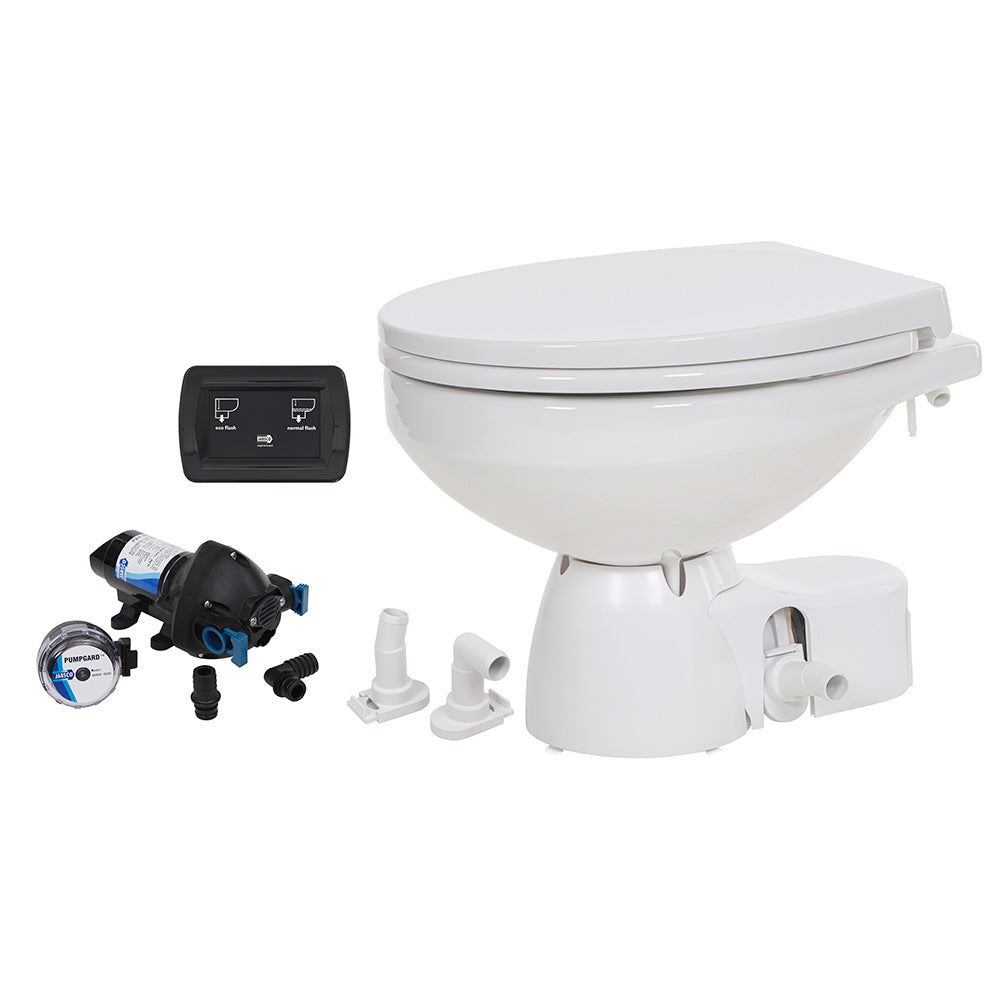 Jabsco Quiet Flush E2 Raw Water Marine Toilet, Regular Bowl, 24V, Soft-Close Lid