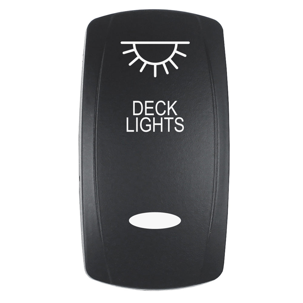 Pacer Actuator - 'DECK LIGHTS' f/V Series Contura Switches - Black - Laser Etched (Top/Bottom Light) EV2LE-DECK