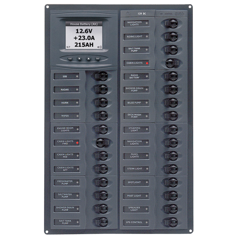 BEP Millennium Series DC Circuit Breaker Panel w/Digital Meters, 28SP DC12V M28-DCSM