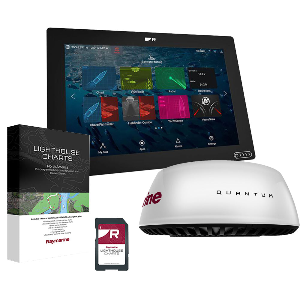 Raymarine Axiom+ 12 RV Chartplotter/Fishfinder Radar Bundle, Quantum Q24C, RealVision 3D