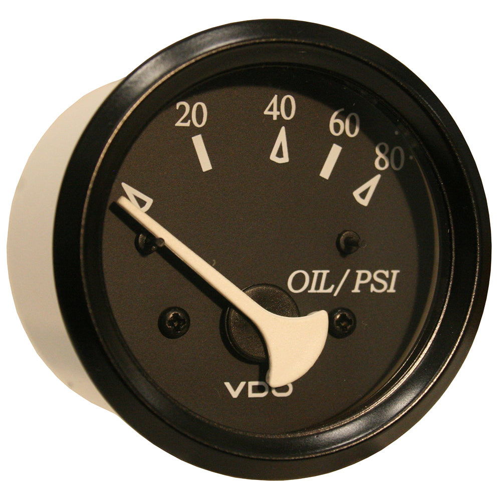 VDO Cockpit Marine Oil Pressure Gauge - 80 PSI - Black Dial/Bezel 350-11800