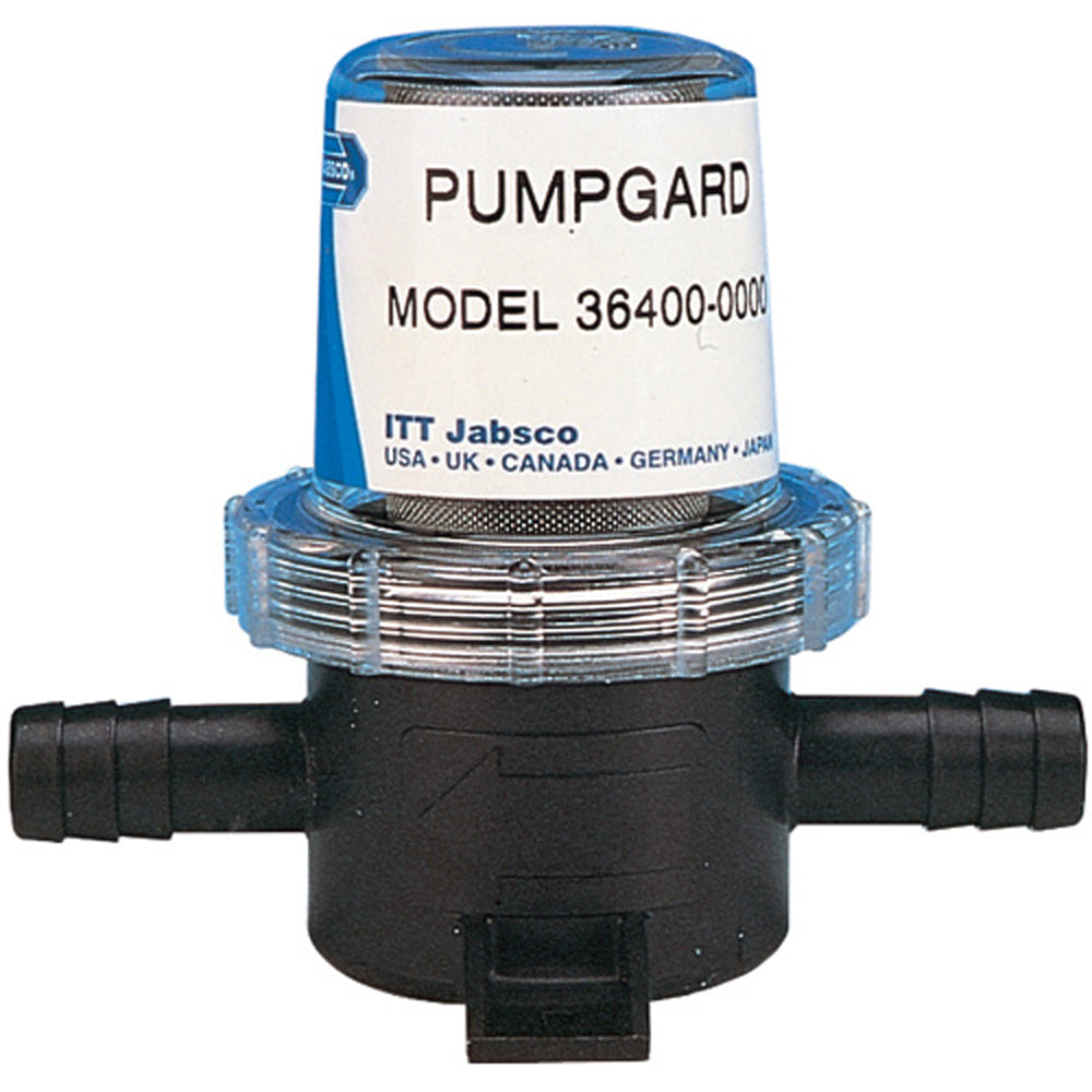 Jabsco Pumpguard In-Line Strainer, 1/2 in NPT, Stainless Mesh Screen, Clear Inspection Cover