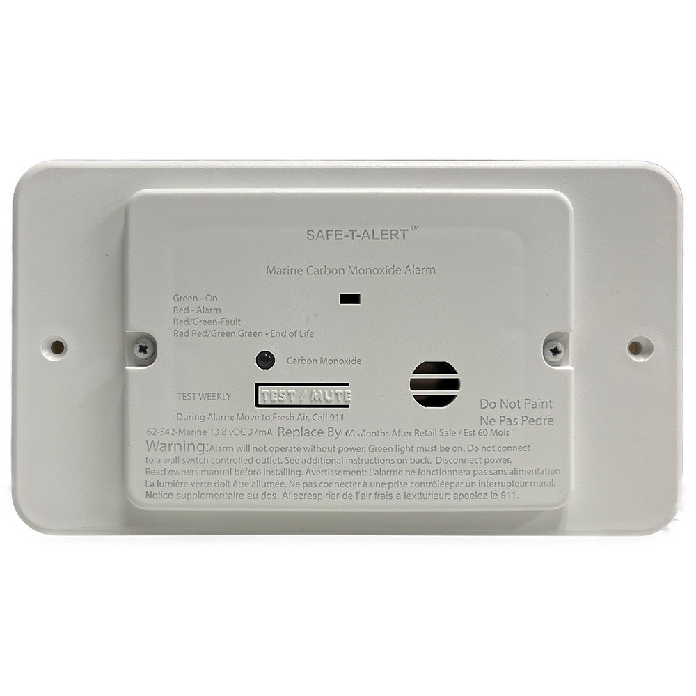 Safe-T-Alert 62 Series Marine Carbon Monoxide - Flush Mount - White - 12V w/ Trim Ring 62-542-TR-WT-M