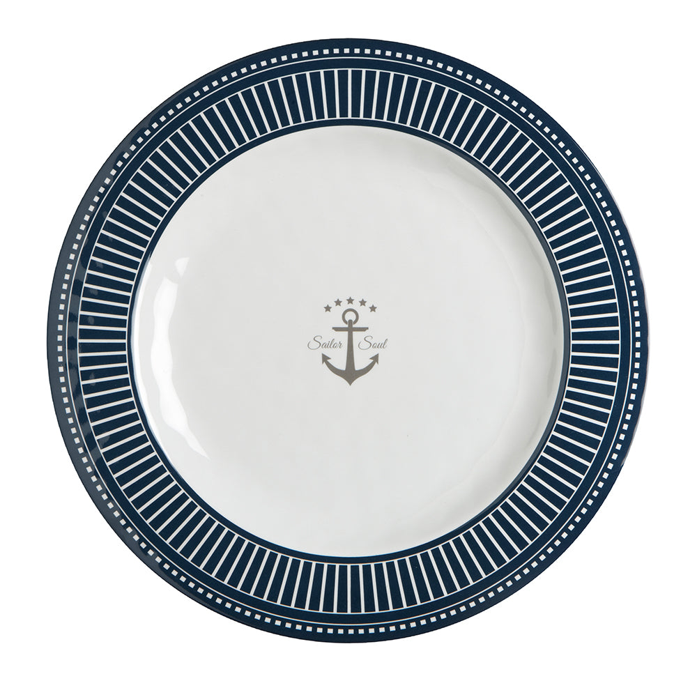 Marine Business Melamine Flat, Round Dinner Plate - SAILOR SOUL - 10" Set of 6 14001C