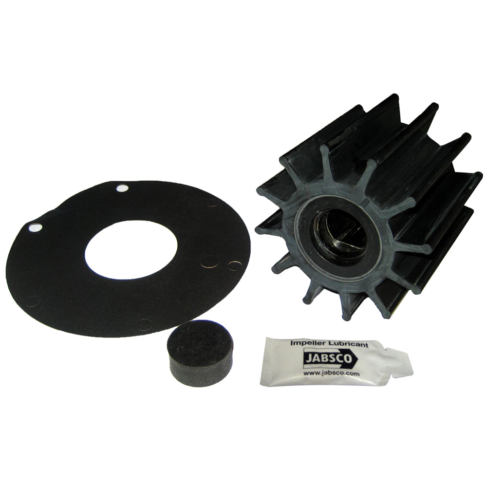 Jabsco Impeller Kit, Double Flat Drive, 12-Blade, Neoprene, 3-3/4 in Diameter, 3-1/2 in Depth, 1 in Shaft Diameter, Plastic Insert