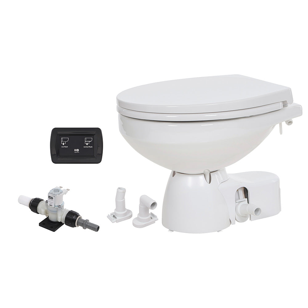 Jabsco Quiet Flush E2 Fresh Water Marine Toilet, Regular Bowl, 12V, Soft-Close Lid, Touch Panel Control