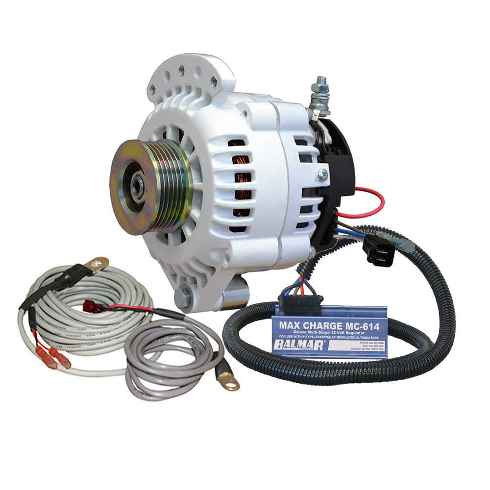 Balmar Alternator 100 AMP Kit 12V 1-2" Single Foot Spindle Mount K6 Pulley Regulator & Temp Sensor 621-VUP-MC-100-K6