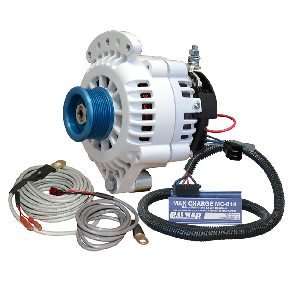 Balmar Alternator 120 AMP Kit 12V 1-2" Single Foot Spindle Mount J10 Pulley Regulator & Temp Sensor 621-VUP-MC-120-J10