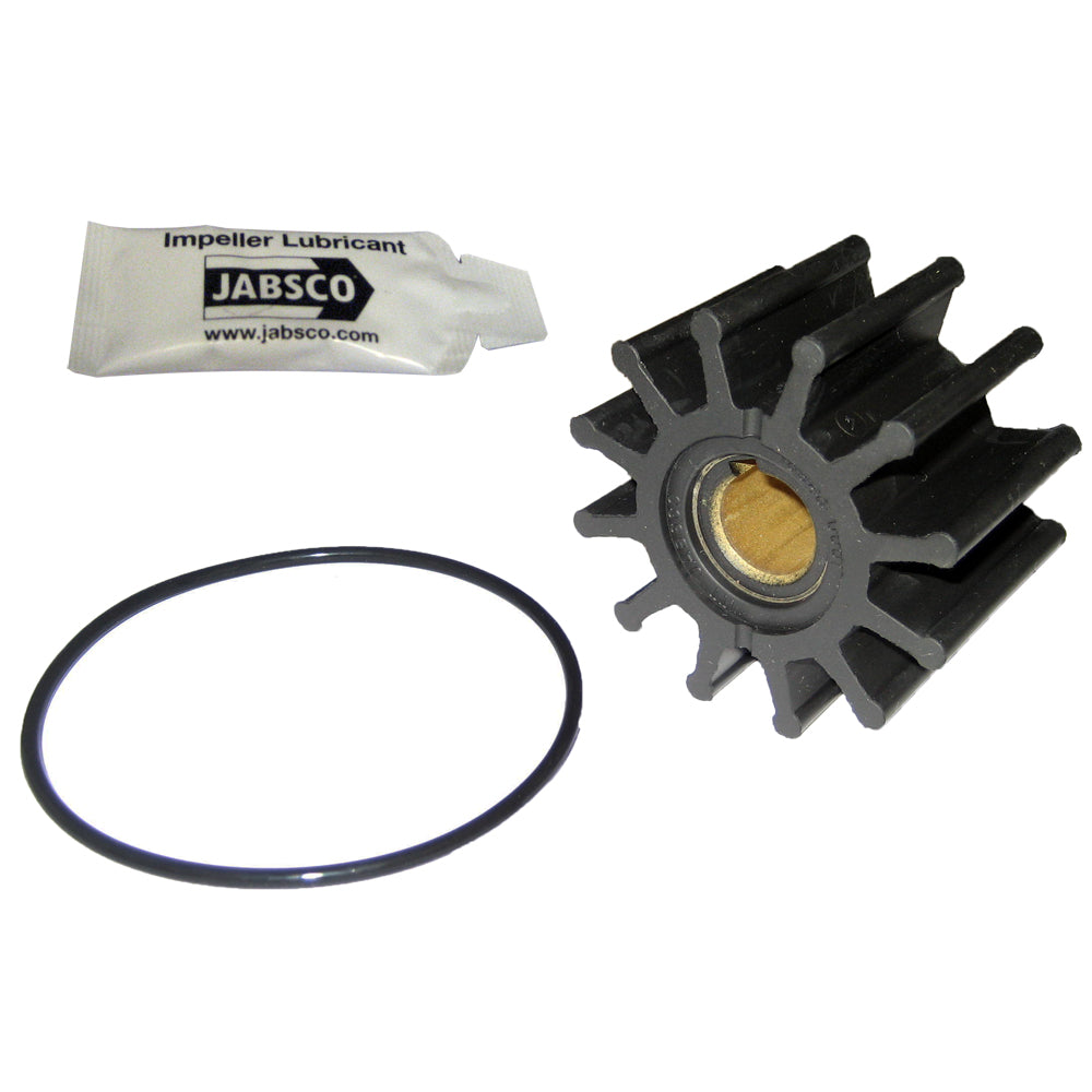 Jabsco Impeller Kit, Neoprene, 12-Blade, Key Drive, 2-9/16 x 1-5/8 x 5/8 in, Brass Insert