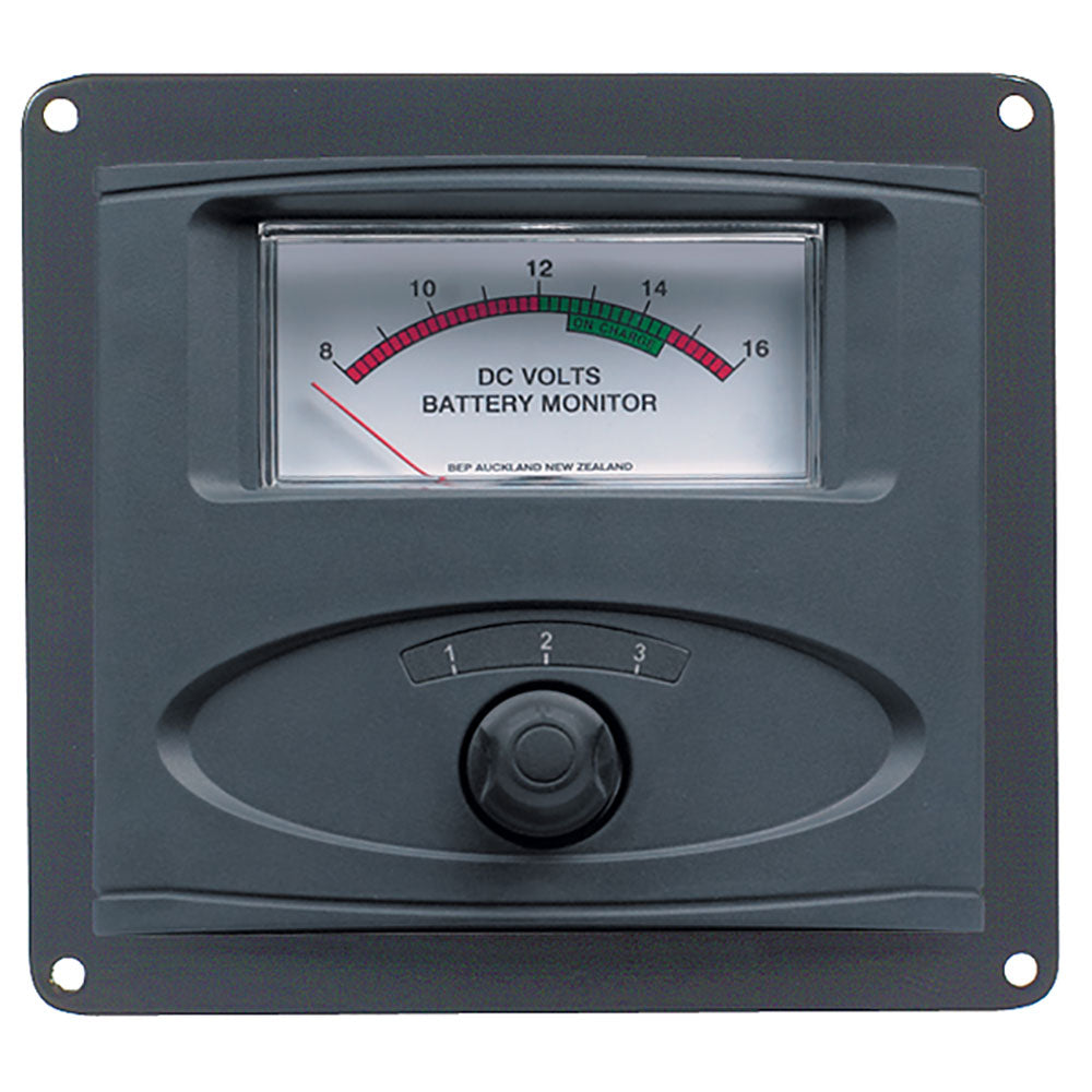 BEP 3 Input Panel Mounted Analog 12V Battery Condition Meter (Expanded Scale 8-16V DC Range) 80-601-0020-00