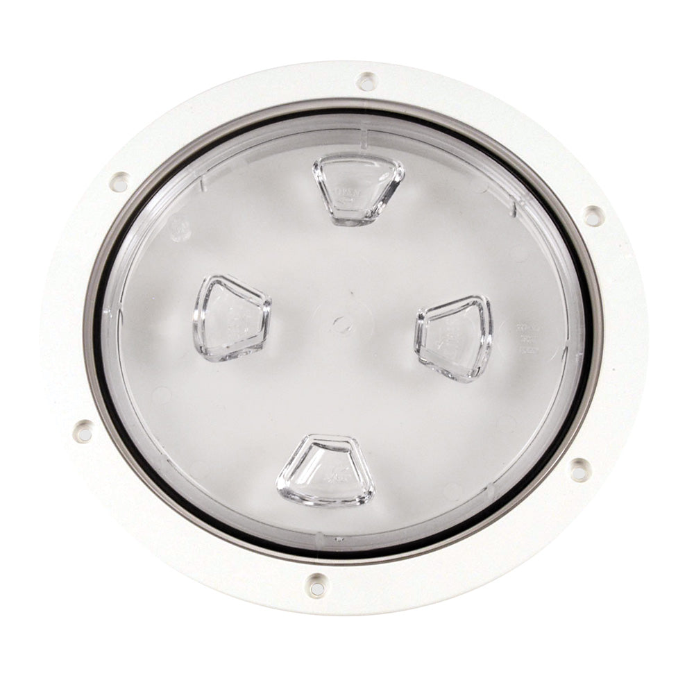 Beckson 8" Clear Center Screw-Out Deck Plate - White DP80-W-C