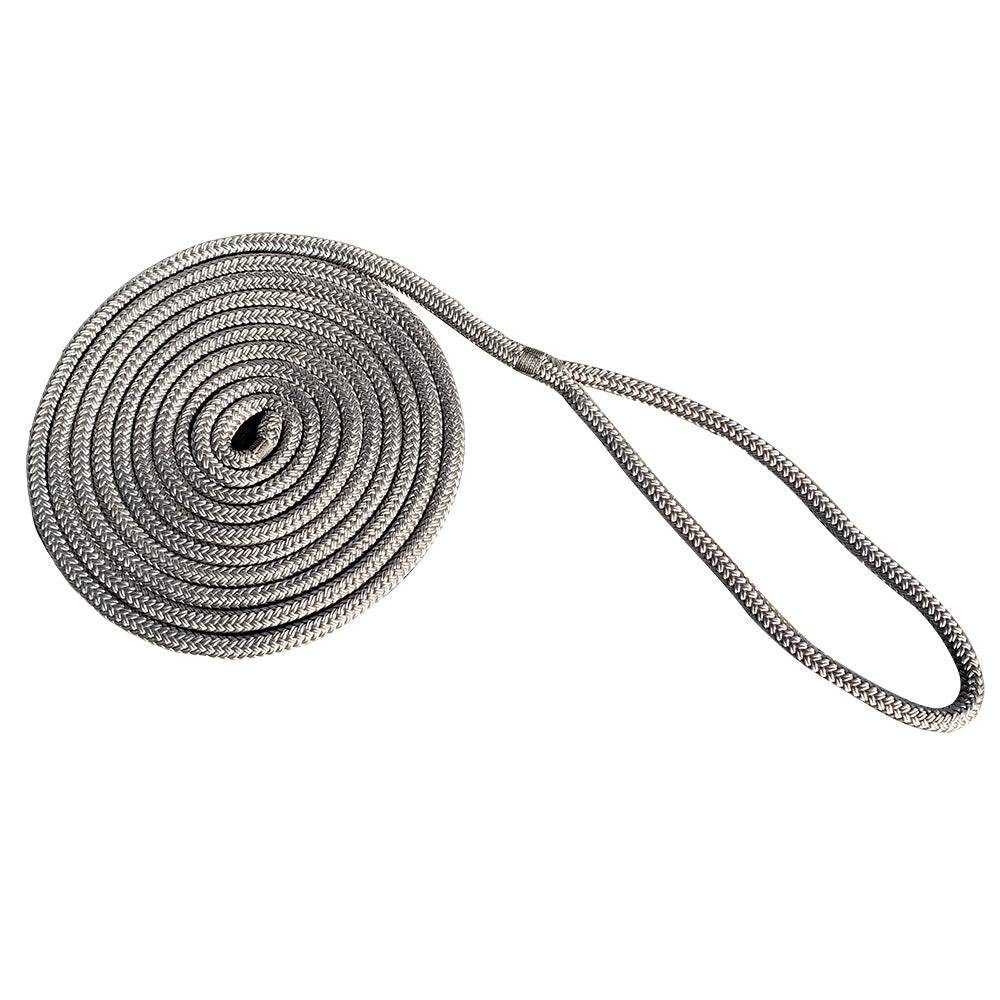 New England Rope 3/4" x 35' Nylon Double Braid Dock Line - Grey 5058-24-00035