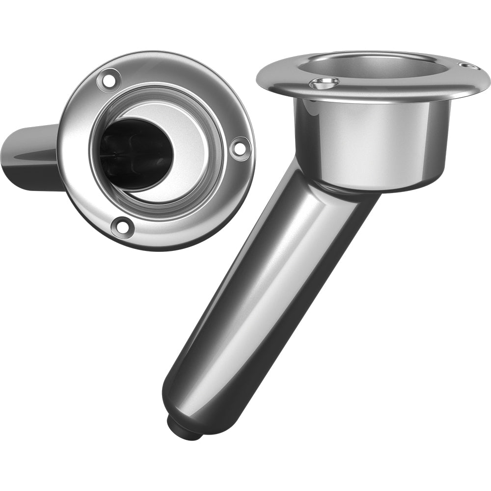 Mate Series Stainless Steel 30° Rod & Cup Holder - Drain - Round Top C1030D