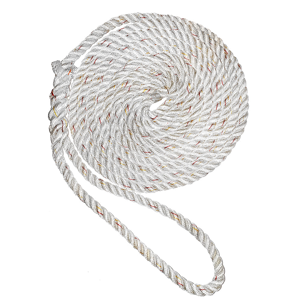 New England Ropes 5/8" Premium 3-Strand Dock Line - White w/Tracer - 50' C6050-20-00050