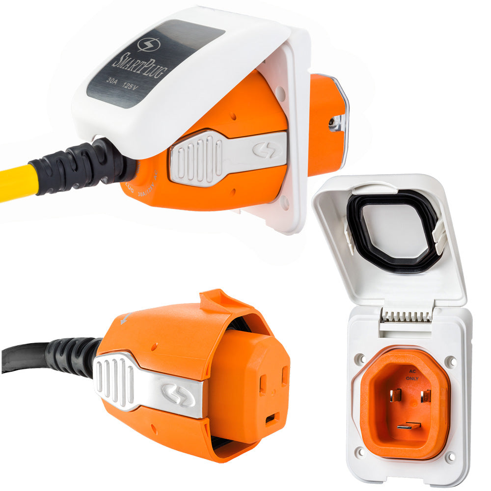SmartPlug 30 AMP Inlet & Female Cord Connector Combo - White B30ASSYPW