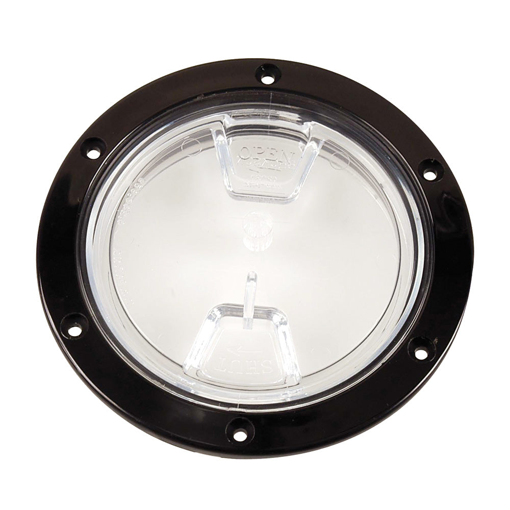 Beckson 4" Clear Center Screw Out Deck Plate - Black DP40-B-C
