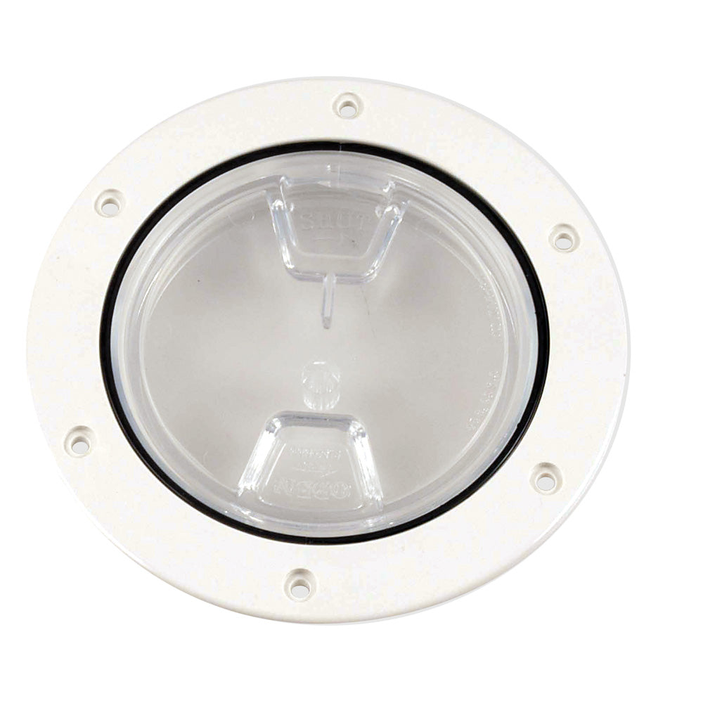 Beckson 4" Clear Center Screw-Out Deck Plate - White DP40-W-C