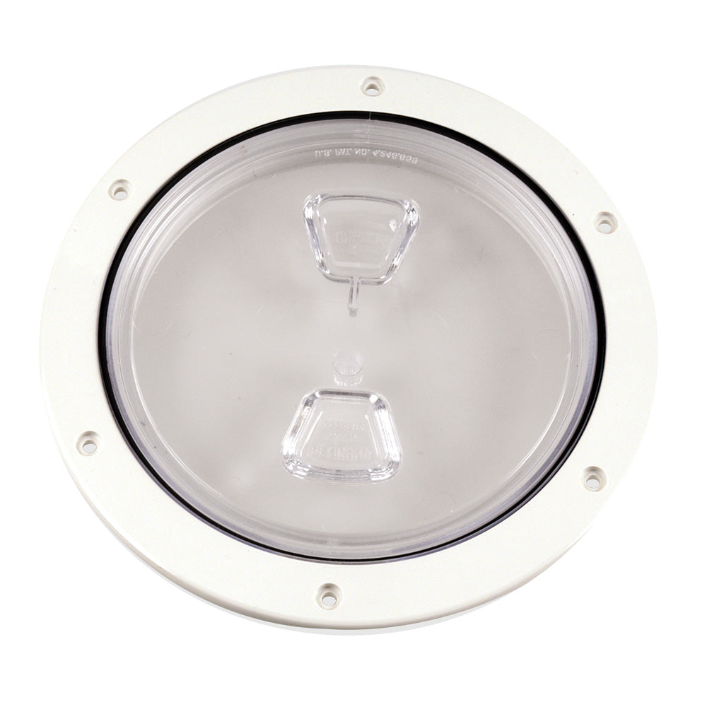 Beckson 6" Clear Center Screw Out Deck Plate - White DP60-W-C